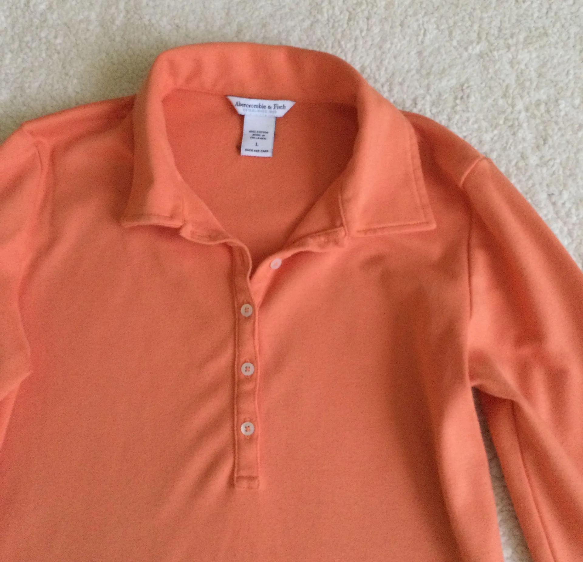 Vintage Polo Orange 3/4 Sleeve - Sz L - Image 7