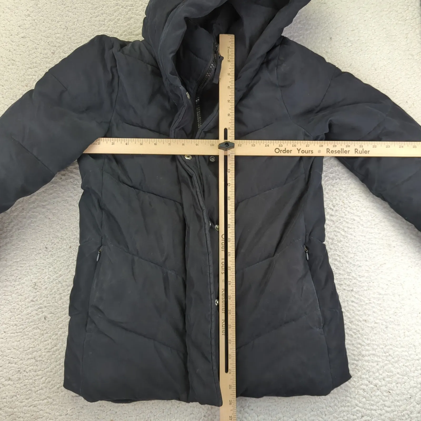 Abercrombie Fitch Ultra Black Puffer Jacket Hooded Wind Water Resistant Small‎ - Image 13