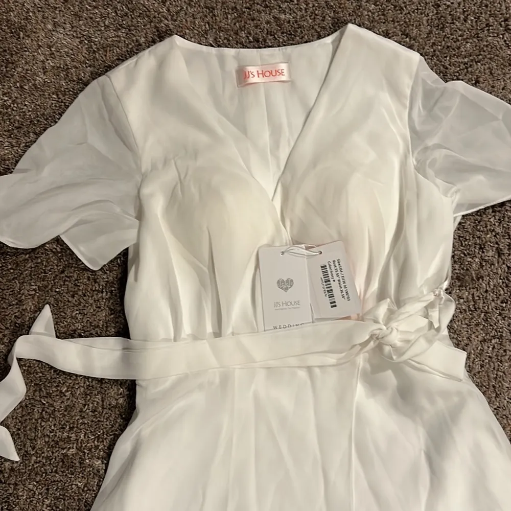 New JJs House Ivory SS Chiffon Bridemaid / Wedding Dress Sz 4 - Image 3