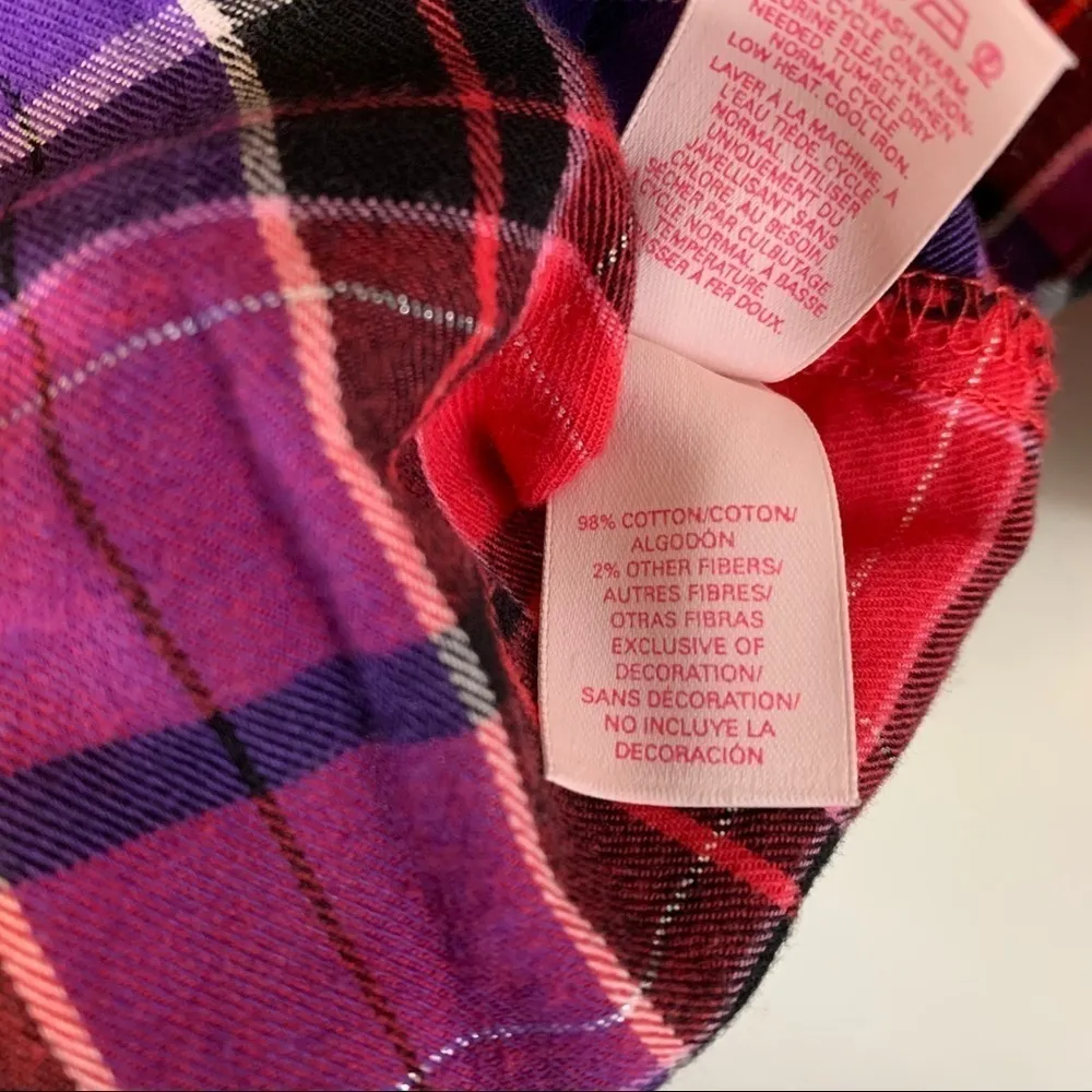 Victoria's Secret Red Tartan Plaid Button-Front Pajama Top Women’s Size XS - Image 7