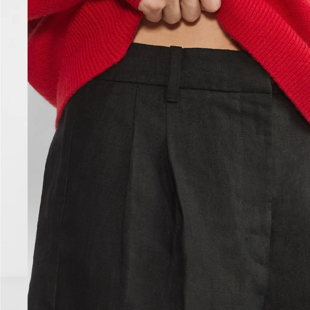 Wilfred Aritzia Black The Effortless Pleated Front Short Linen Wide Leg 4 - Image 2
