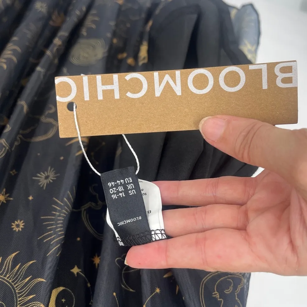 Bloomchic Celestial Mesh Midi Dress sz 14/16 Witchy Sheer Whimsigoth Halloween Black - Image 10