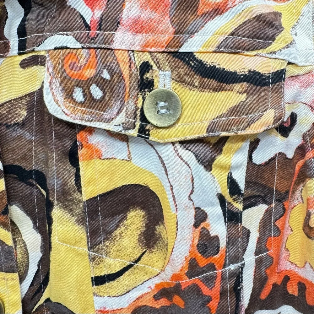 Chico’s Fall Colors Painted Paisley Print Dopamine Button Front Jacket 1/M - Image 7
