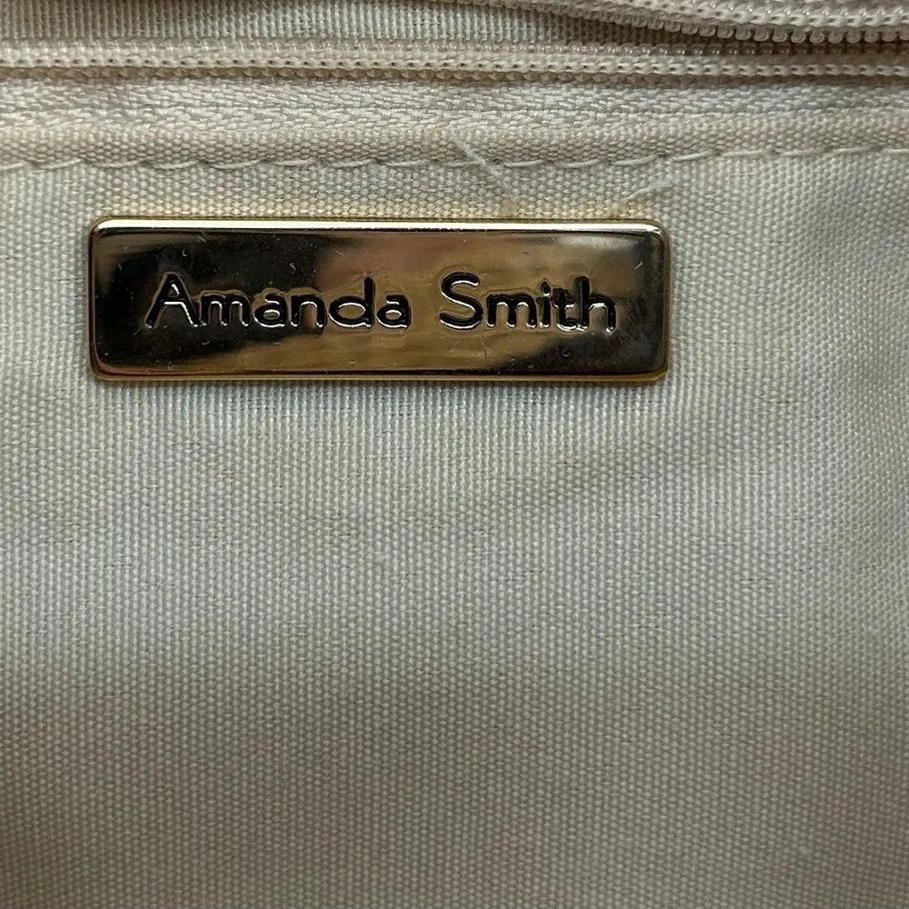 Amanda smith Woven Straw Shoulder Bag Beige with Brown Leather Straps - Image 6