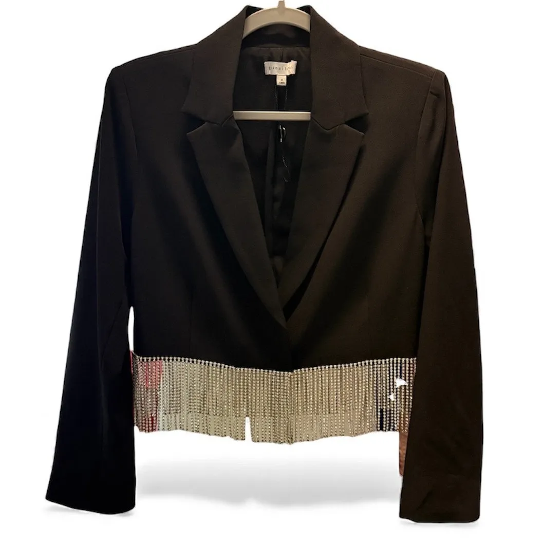 Gianni Bini Black Western Blazer Jacket Rhinestone Fringe Country Concert Small - Image 5