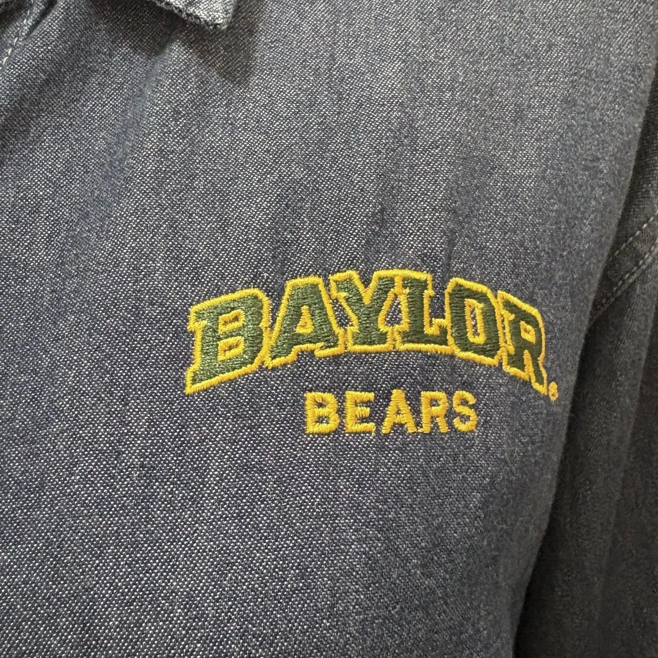 Vintage Port & Company Baylor Bears Denim Shirt Button‎ Down Collegiate Size XL - Image 3