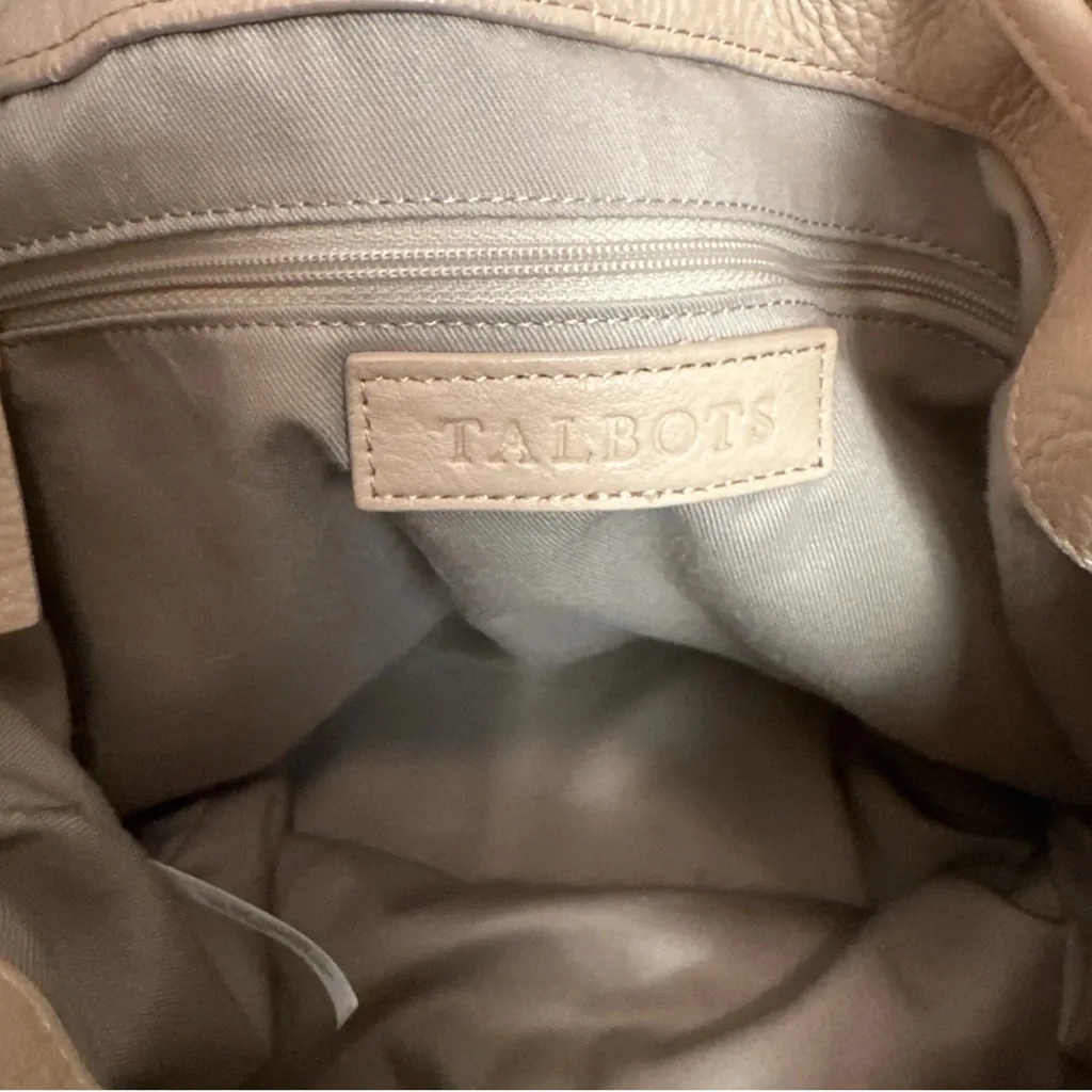Talbots Pebbled Leather bucket Bag Purse Tan - Image 4