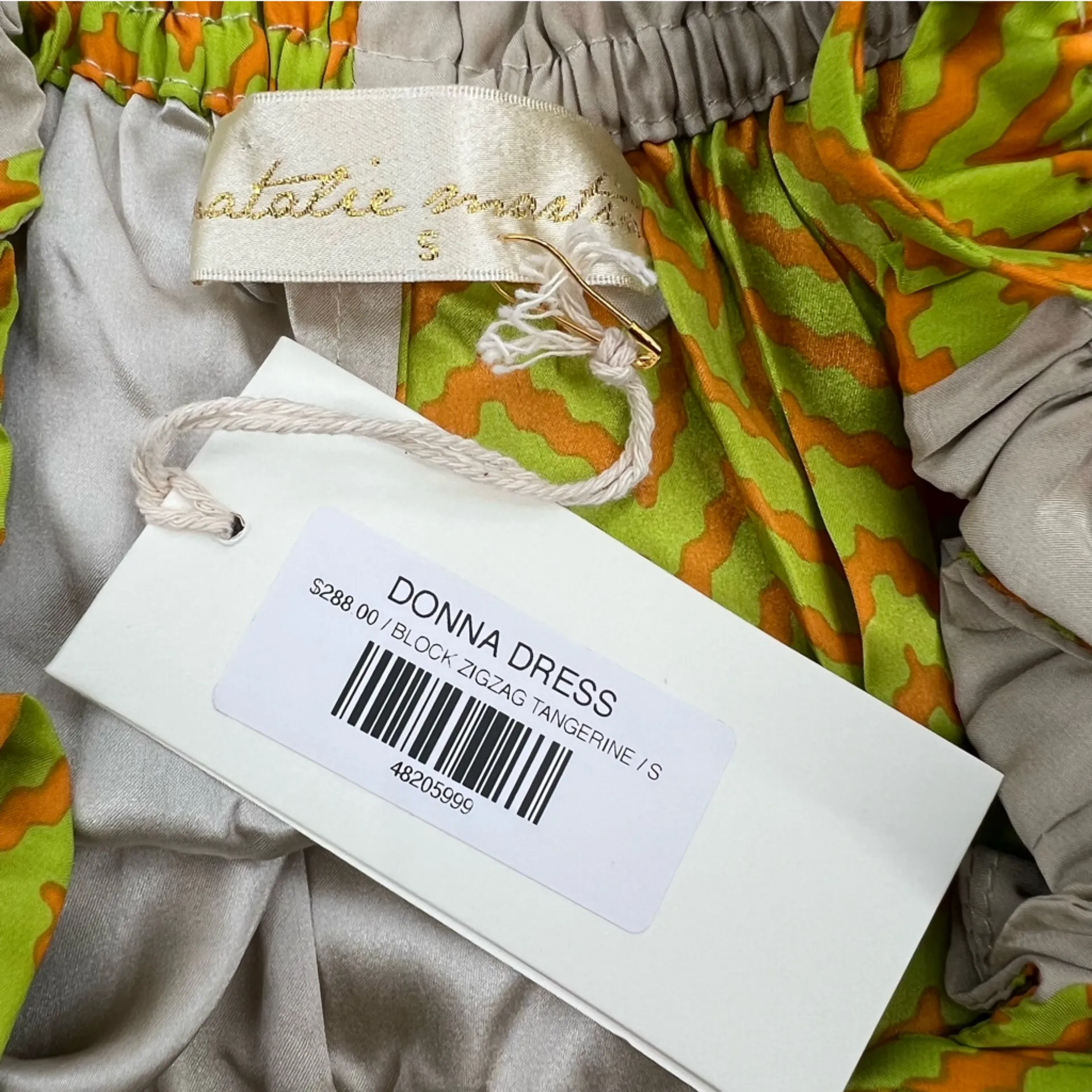 NWT Natalie Martin Donna Dress silk block zigzag tangerine sz S - Image 3