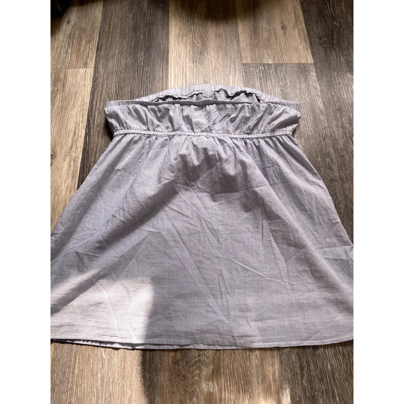 Maurices Babydoll Cotton Pinstripe Cinch Ruffle Tube Top XL Y2K Retro Chic Glam - Image 6