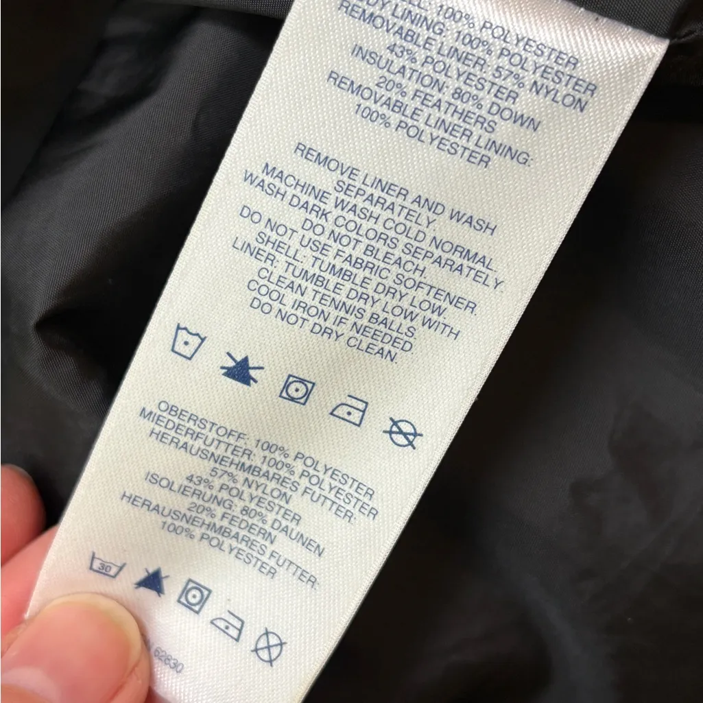 LANDS END Outer Shell Black Raincoat with Hood and Drawstring Waist - Image 8