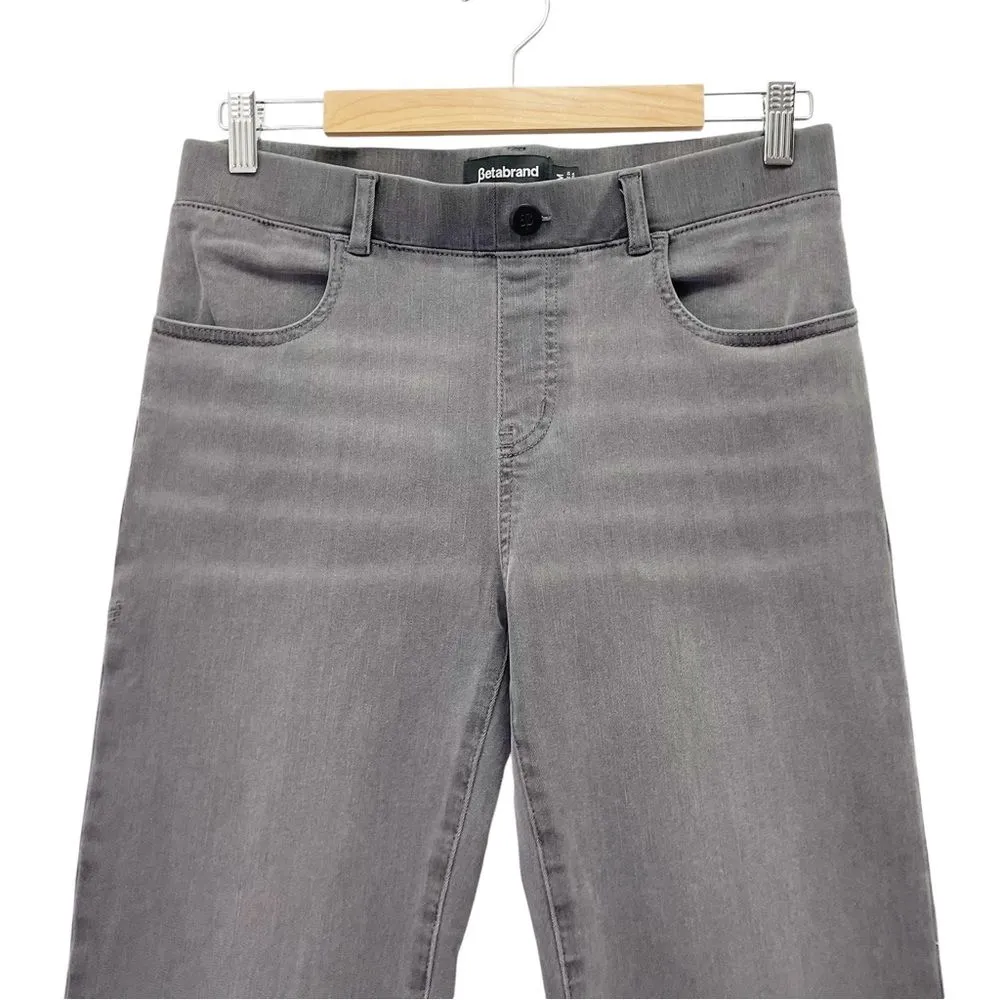 Betabrand Yoga Denim Midrise Bootcut Flare Jeans in Rinsed Gray Size Medium - Image 5