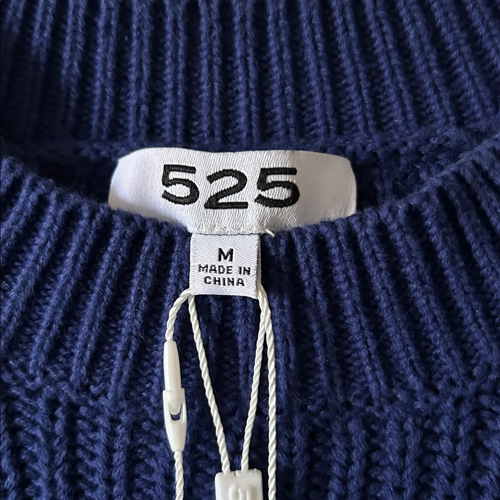 525 America Women Cotton‎ Crewneck Pullover Sweater in Sapphire Size Med NWT - Image 7