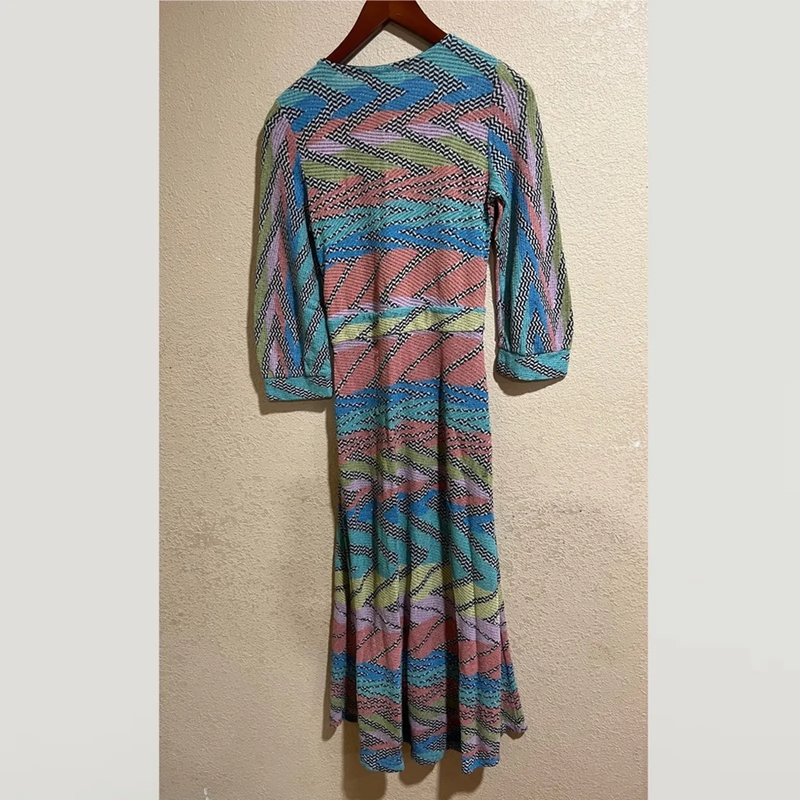 Aldomartins Multi Colorful ZigZag Knit Mini Dress Blue Size XS - Image 3