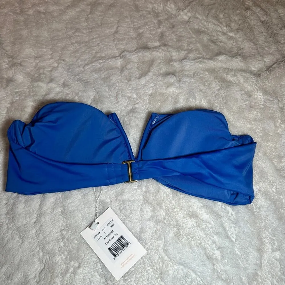 Andie Swim Size L Bikini Top Blue The Scala Cruise Resortwear Pool Bandeau Beach - Image 5