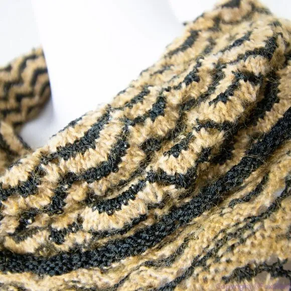 Jones New York cowl neck‎ pointelle crochet wavy grain brown sweater, L - Image 10