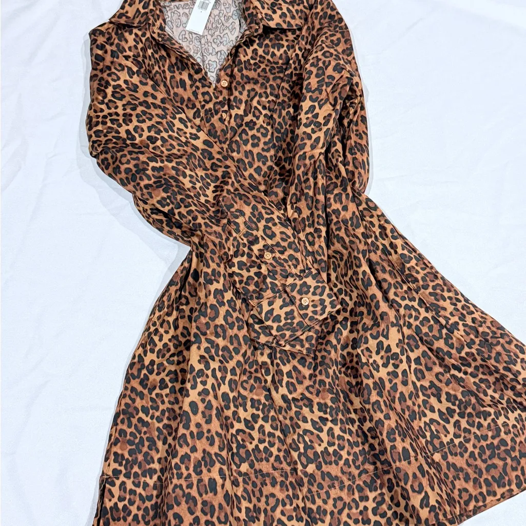 Old Navy Brown Leopard Long Sleeve Dress - Image 2