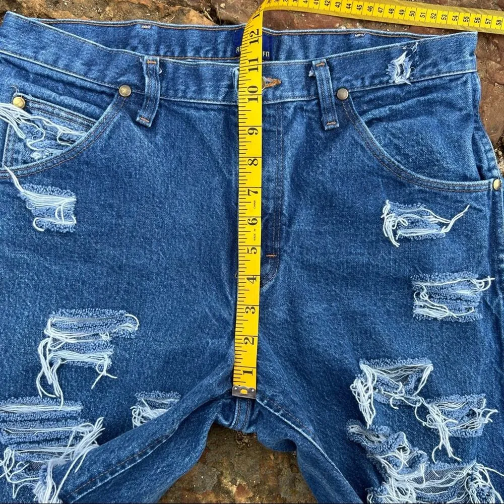 Vintage Wrangler cutoff Jean shorts fray hem distressed festival boho - Image 8
