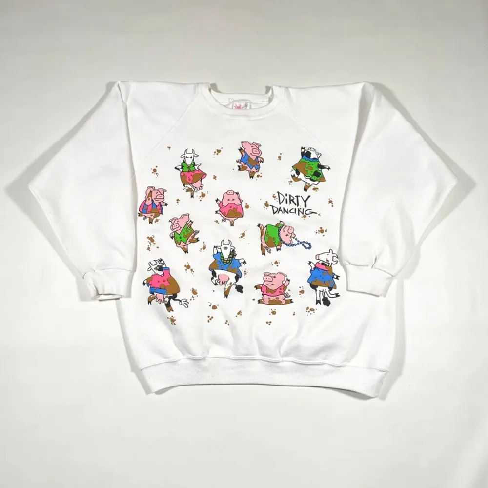 Vintage 90s Dirty Dancing Farm Animals Puffy Graphic Sweatshirt One Size White Size XL - Image 7