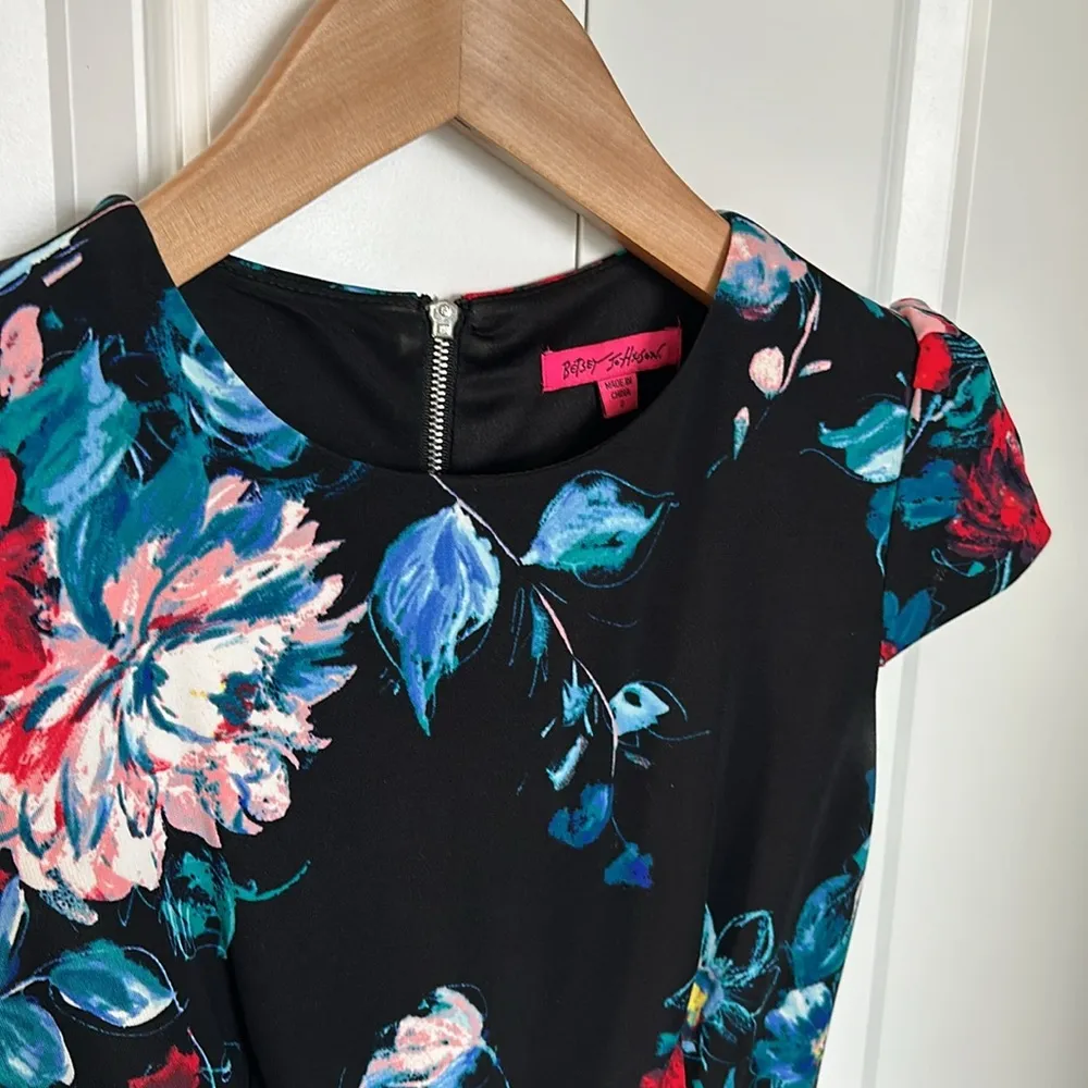 Betsey Johnson Black Floral Midi Dress - Image 3