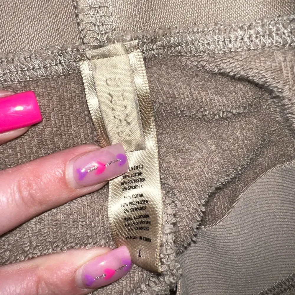 Women’s High Waist Terry Towelling Brown Cozy Comfy Leggings size L - Image 5