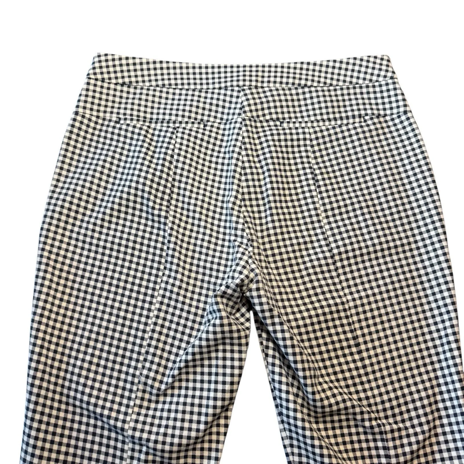 Adrianna Papell Dark Blue &‎ White Gingham Print Cotton Stretch Pants Women's 10 - Image 6