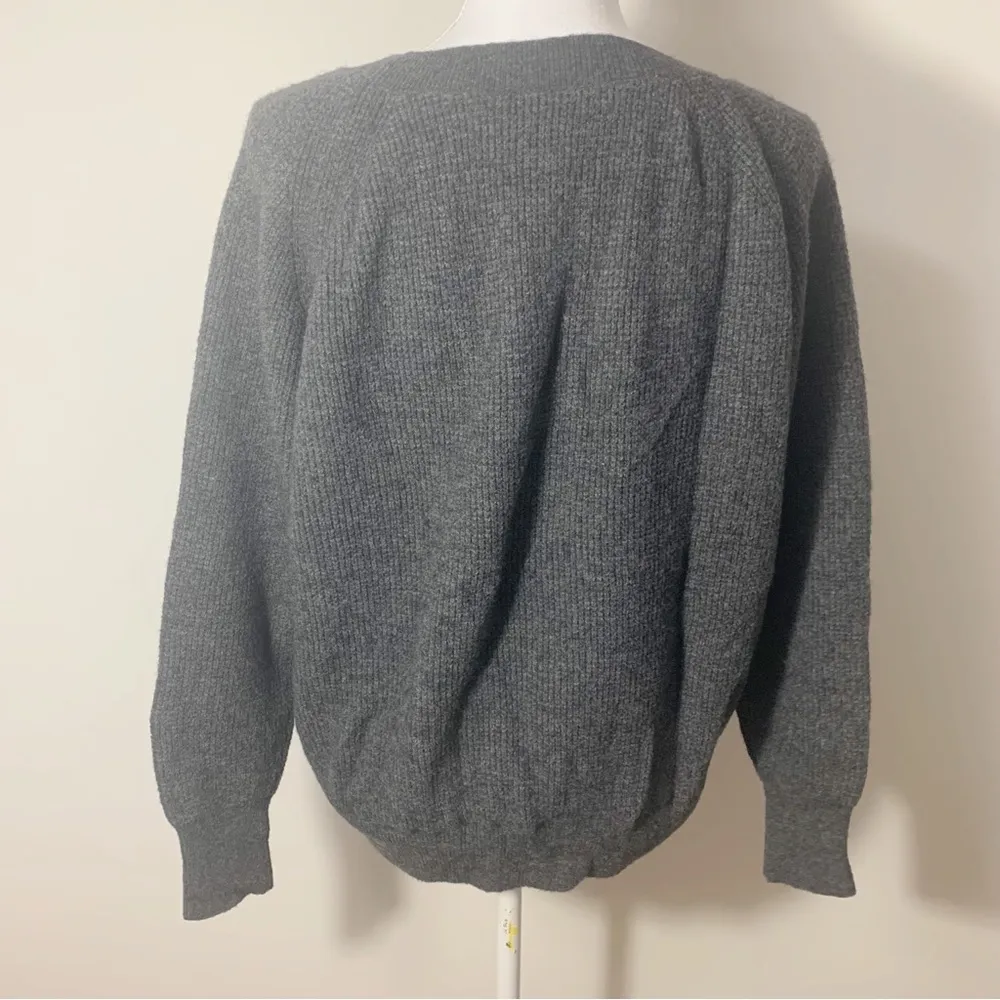 J Crew Charcoal Gray Crew Neck Wool Alpaca Raglan Sleeve Sweater Size M - Image 9