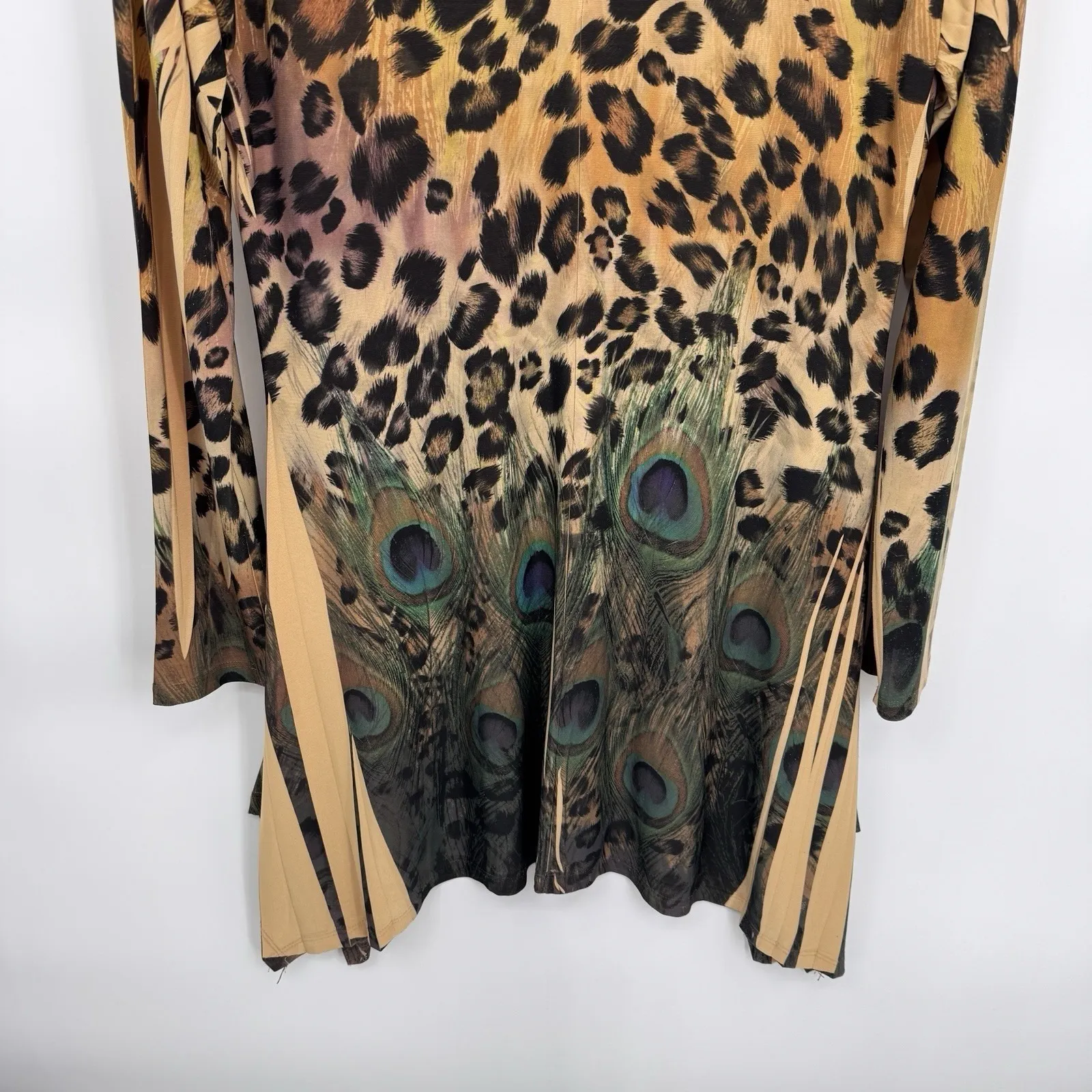 Vintage Pyramind Collection Mob‎ Wife Top Medium Brown Animal Print Rhinestone - Image 9