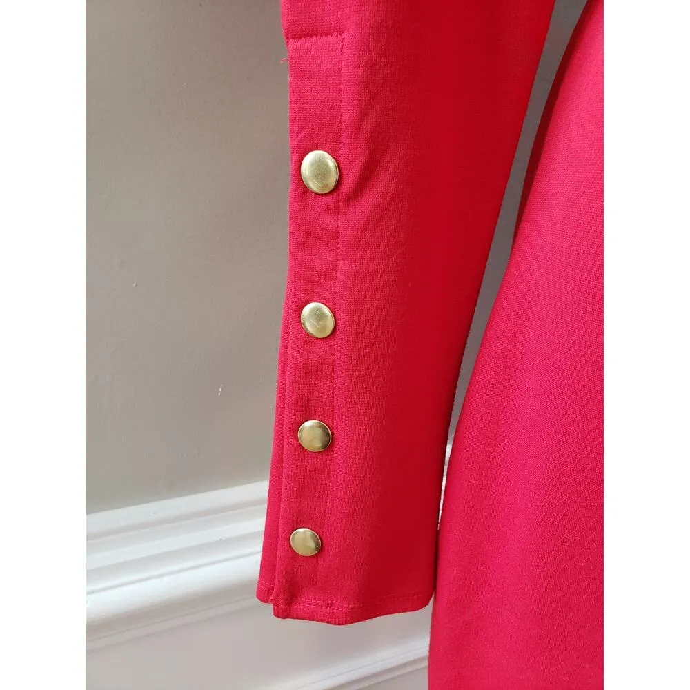 ShoeDazzle Knee Length Dress Women's Size S Pink Solid Long Sleeve Round Neck - Image 3