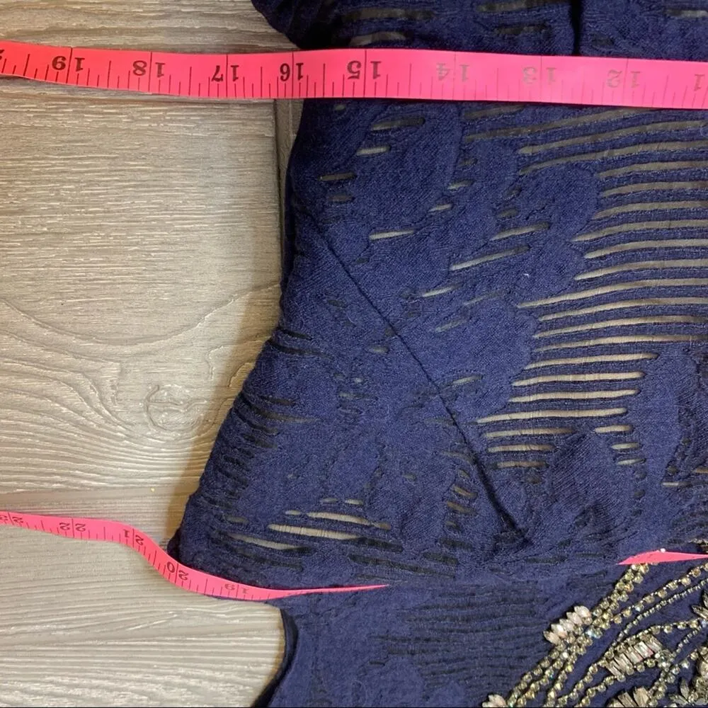 Lela rose necklace jeweled collar floral dress sz 12 Blue - Image 4