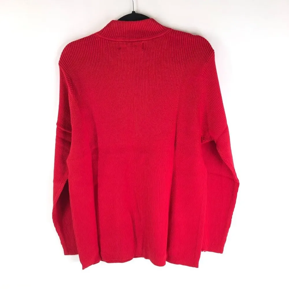 Karen Scott Womens Top Ribbed Mock Neck Long Sleeve Cotton Red XXL - Image 3
