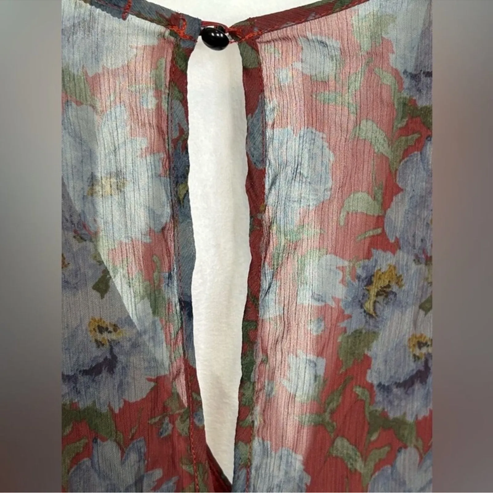 Mi Ami by Francesca’s Floral Faux Wrap Mini Dress Burgundy Size XXS Gray - Image 6