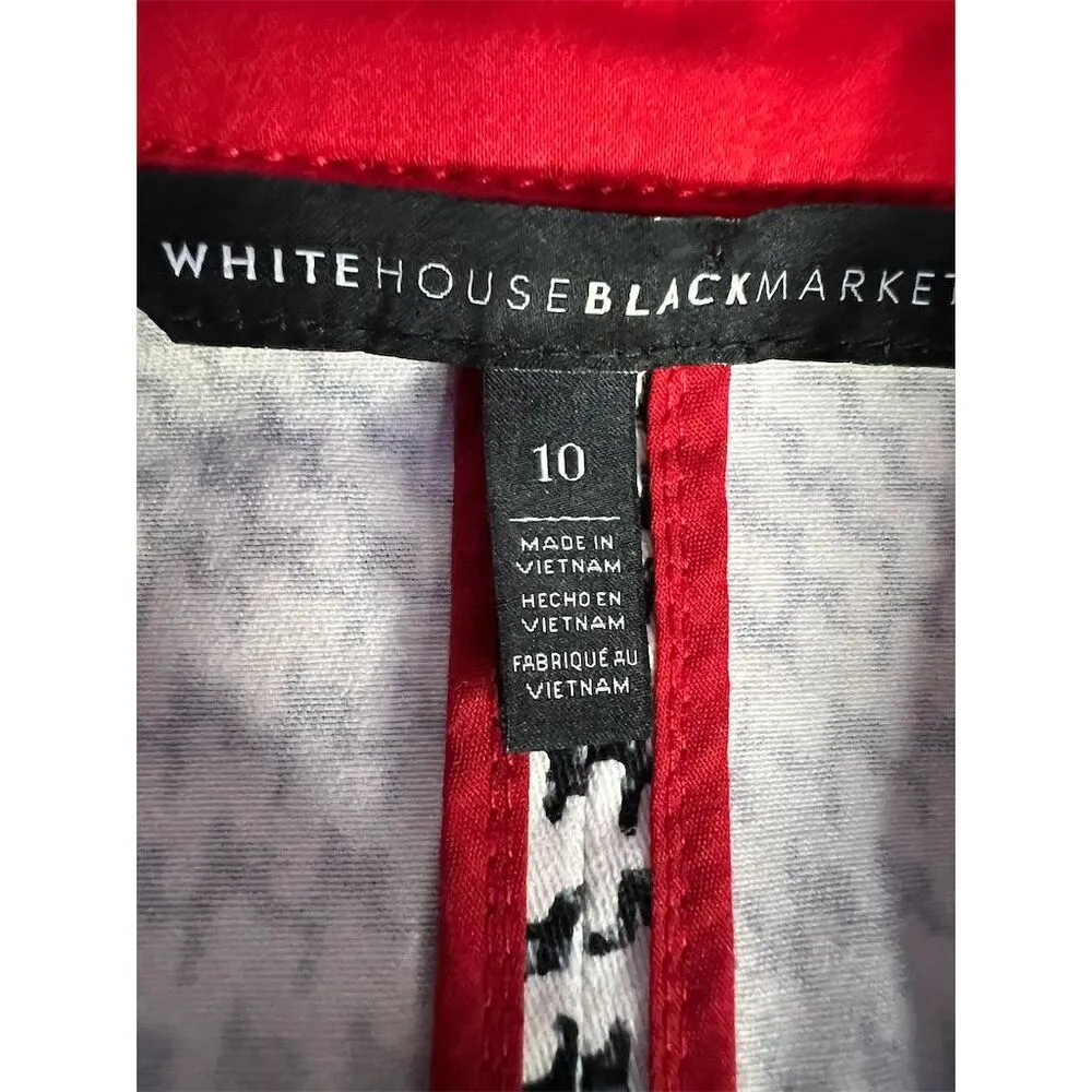 White House Black Market Women's Houndstooth Moto Jacket Size 10 Multico… - Image 7