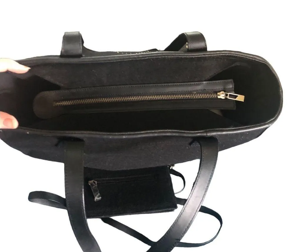 Michael Simon Pink Cadillac Felted Rockabilly Retro Satchel Purse Tote Wristlet Black - Image 4