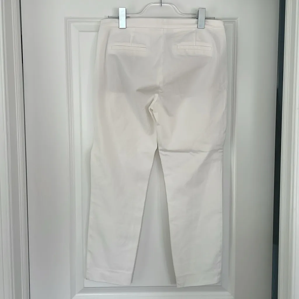 J.Crew Martie Slim Fit Stretch Cotton Pants White Ivory Size 6 - Image 8