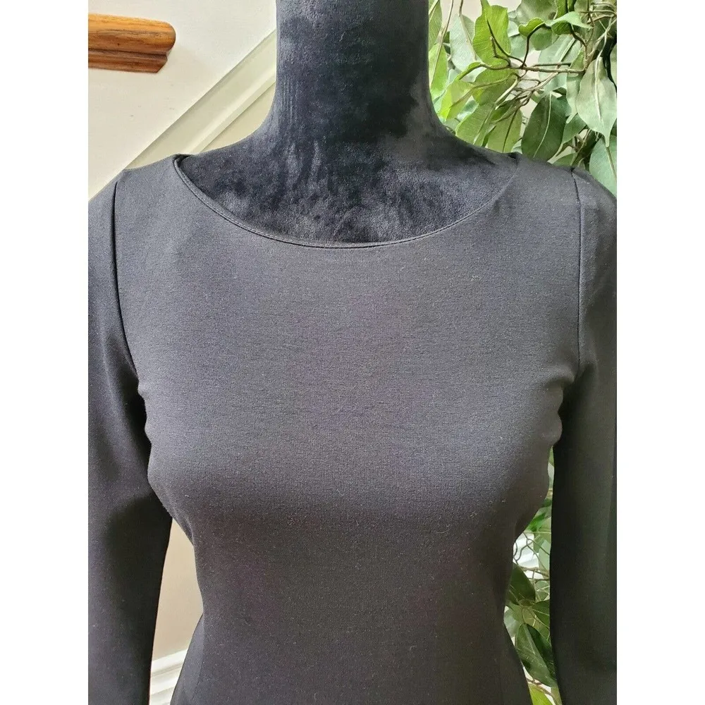 Banana Republic Women's Black Viscose Round Neck Long Sleeve Knee Length Dress 4 - Image 5