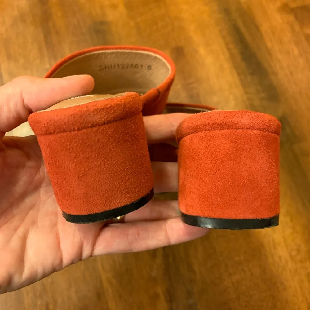 J.Jill strap slide heels Size 6 Red / rustic orange 2in. Heels suede lea… - Image 7
