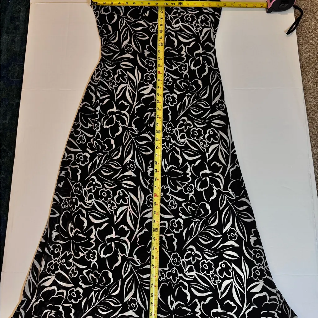 Ember Black & White Floral Maxi Dress XL Open Back Summer Vacation - Image 6