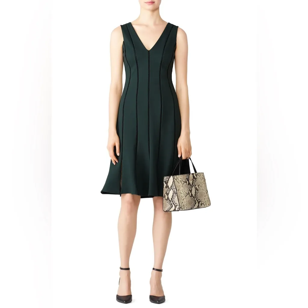 Adelyn Rae Pilar Knit Ponte Green V Neck Sleeveless Midi Dress One Size Preowned - Image 2
