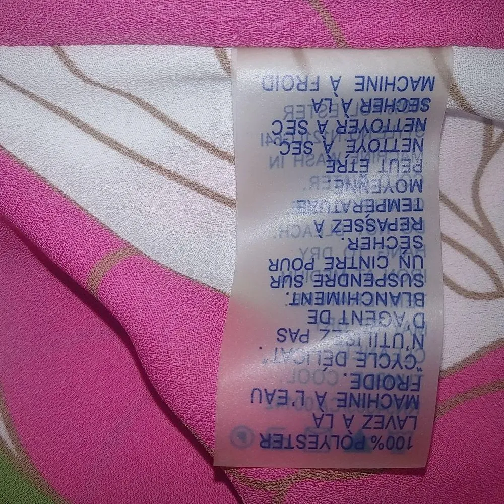 Peter Nygard XL Floral Pullover Kimono Tunic Top Pink Black - Image 3