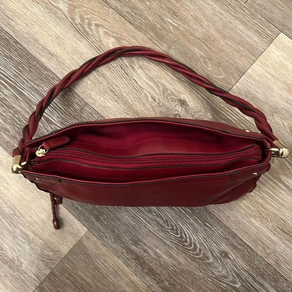 Relic Fossil Red Braided Strap medium Shoulder Bag purse gold hardware - Image 13