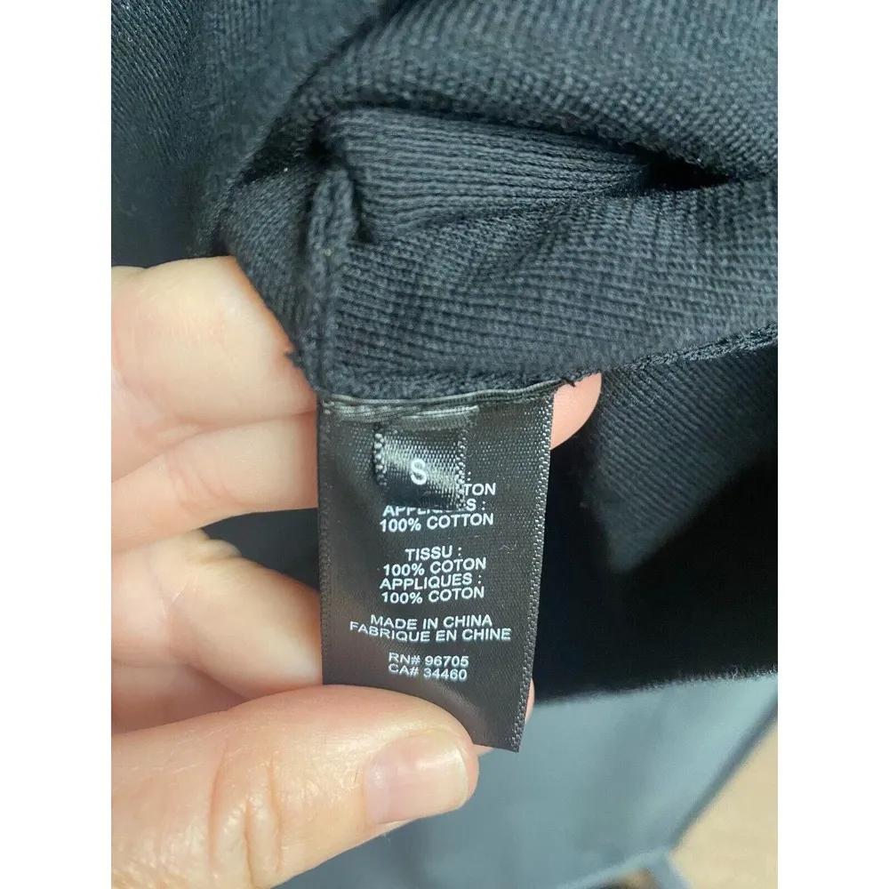 Rebecca Taylor Blouse Women's Small Black Crochet Floral Cotton Embroidered B71 - Image 6