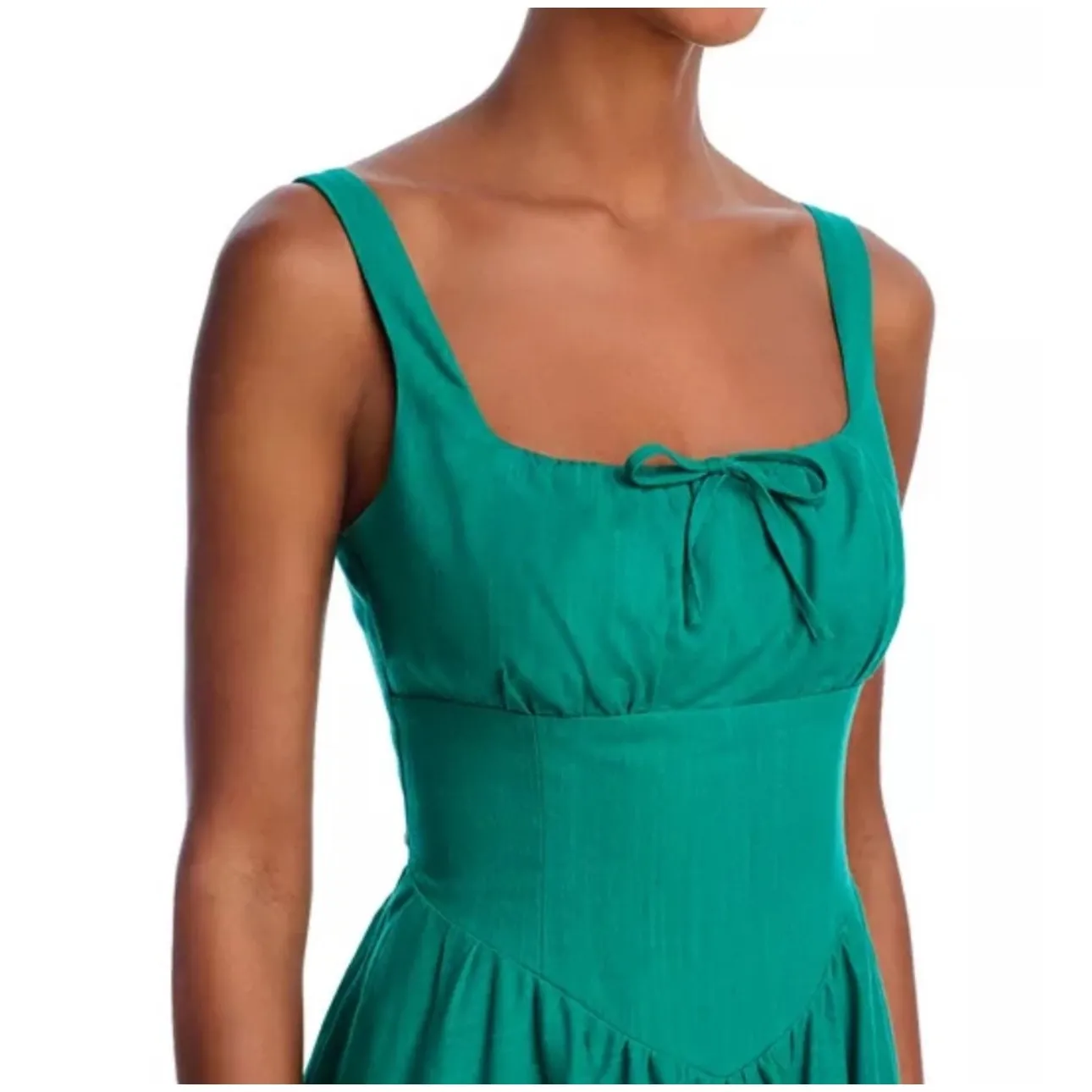 AQUA Green Midi Dress Womens‎ XL Tie Front Sleeveless Casual Party - Image 3