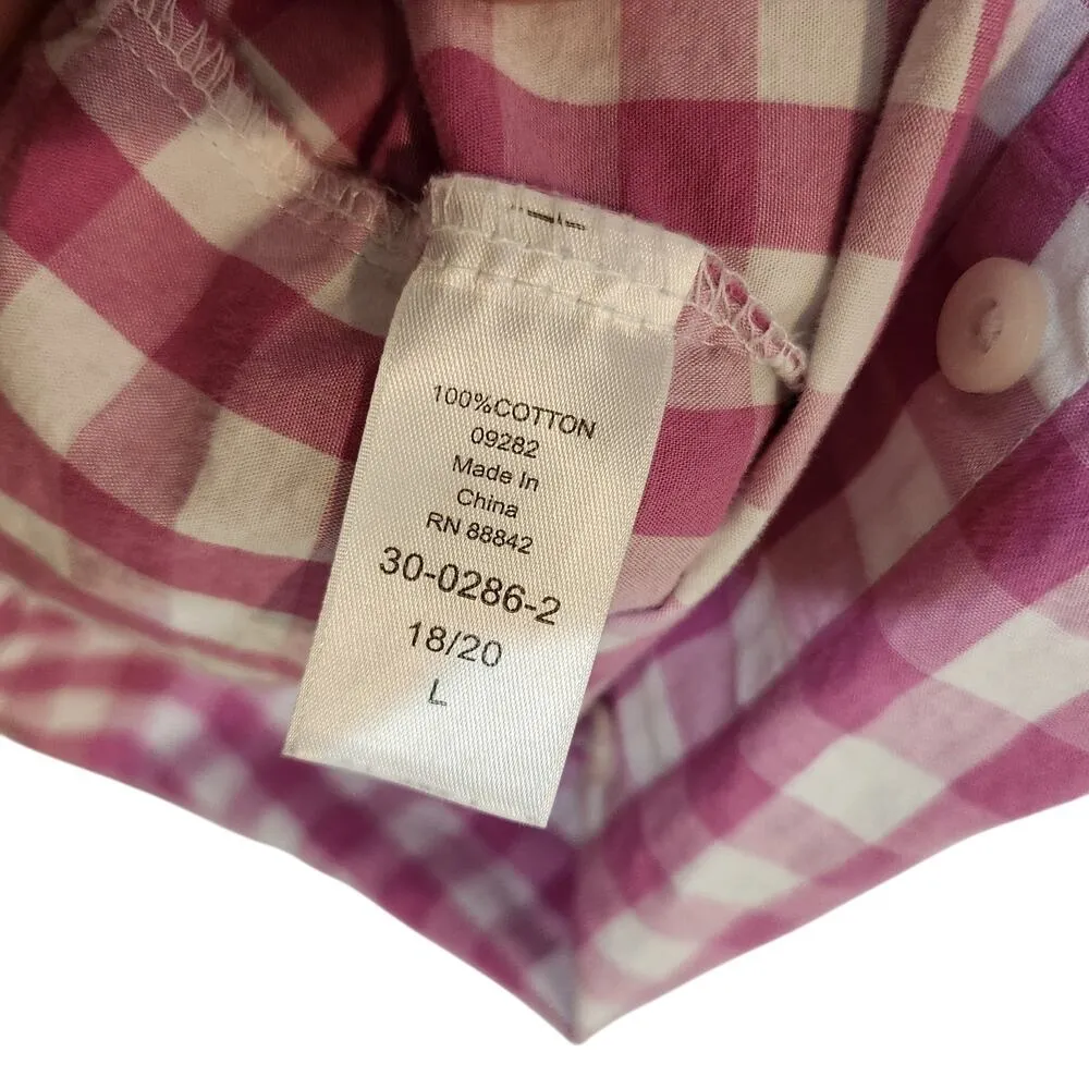 Woman Within Casual Button Up Shirt Short Sleeve Pink Checkered Size XL 18/20 - Image 7