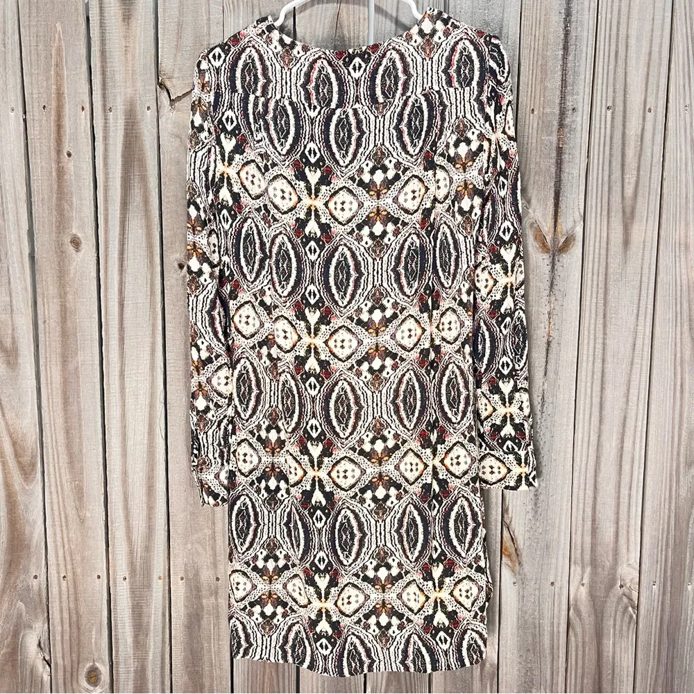 Antik Batik dress Long Sleeve Sheath Dress French designer dress sz small lined Brown - Image 7