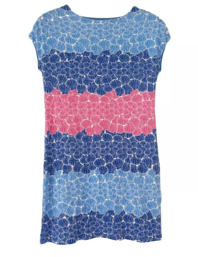 Talbots Blue/Pink Coastal Allover Seashell Print 100% Cotton Sheath Dress - Image 6