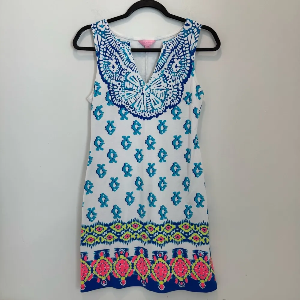 Lilly Pulitzer Harper to the Sea Shift Dress Turtle Fish XXS - Image 2