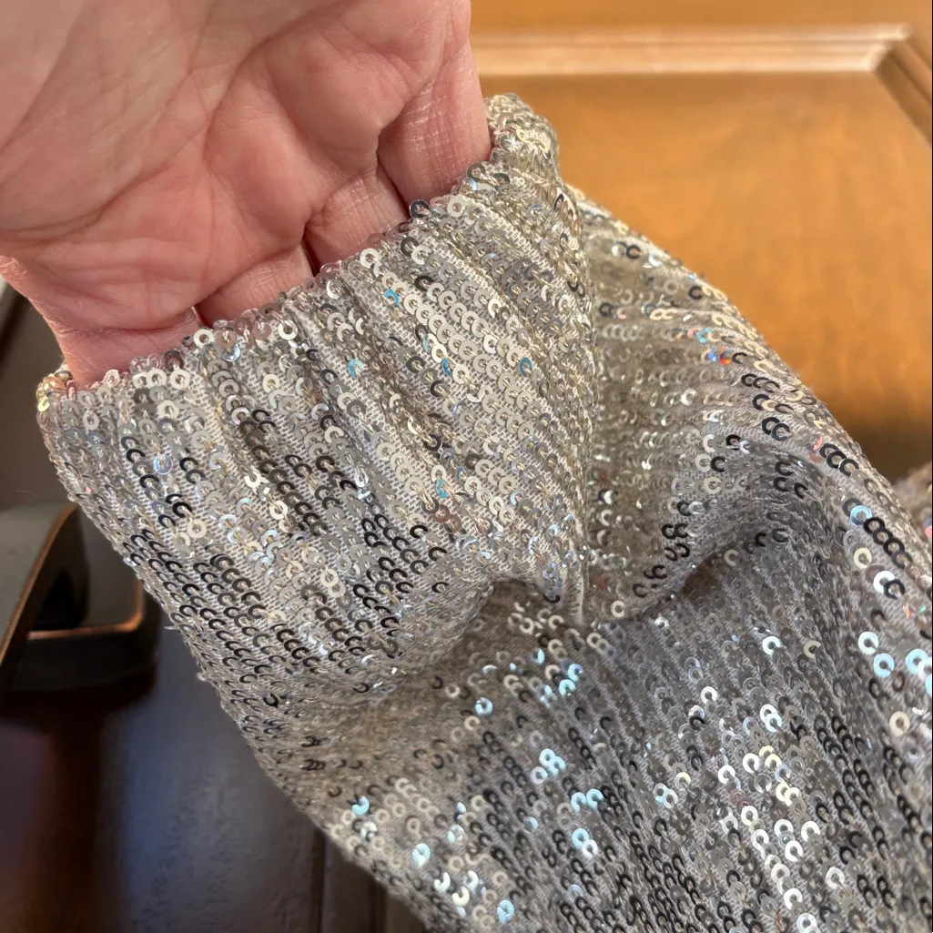 NWT Zara Sequin Bomber Jacket Silver Size Small - Image 8