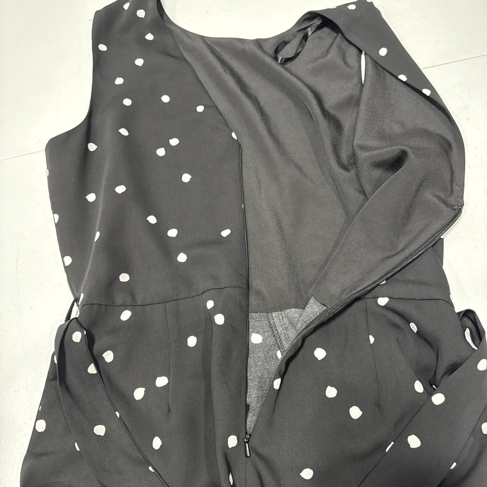 Women's Warehouse Sleeveless Belted Wide Leg Jumpsuit US 8 UK 12 Black Polka Dot - Image 13