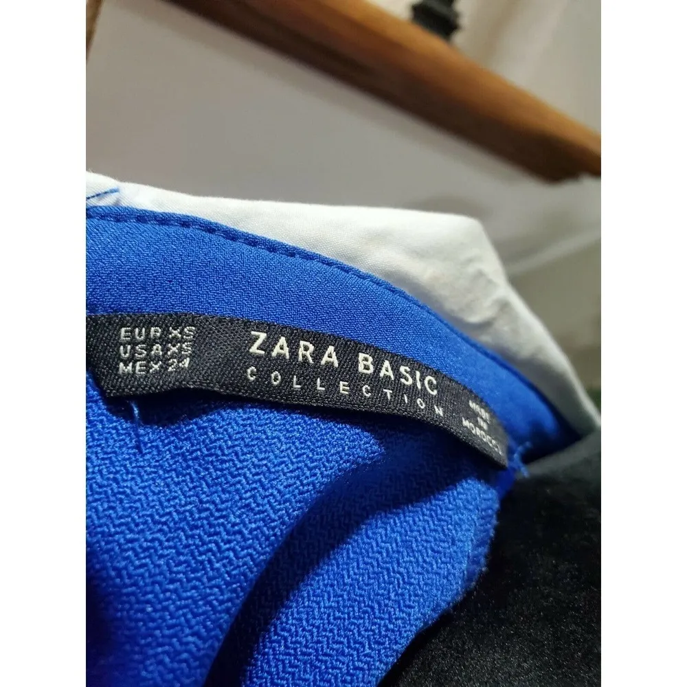 Zara Basic Womens Blue Polyester Collared Short Sleeve Knee Length Dress Size XS - Image 8