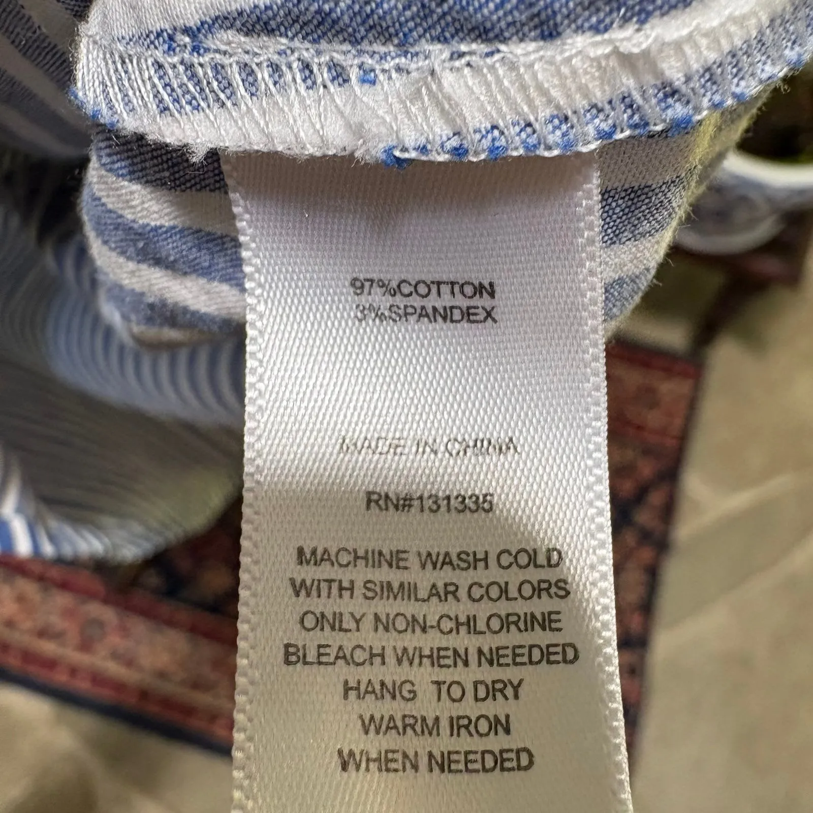 Allison Joy Blue White Striped Off-Shoulder Fitted Work Blouse size Small - Image 5